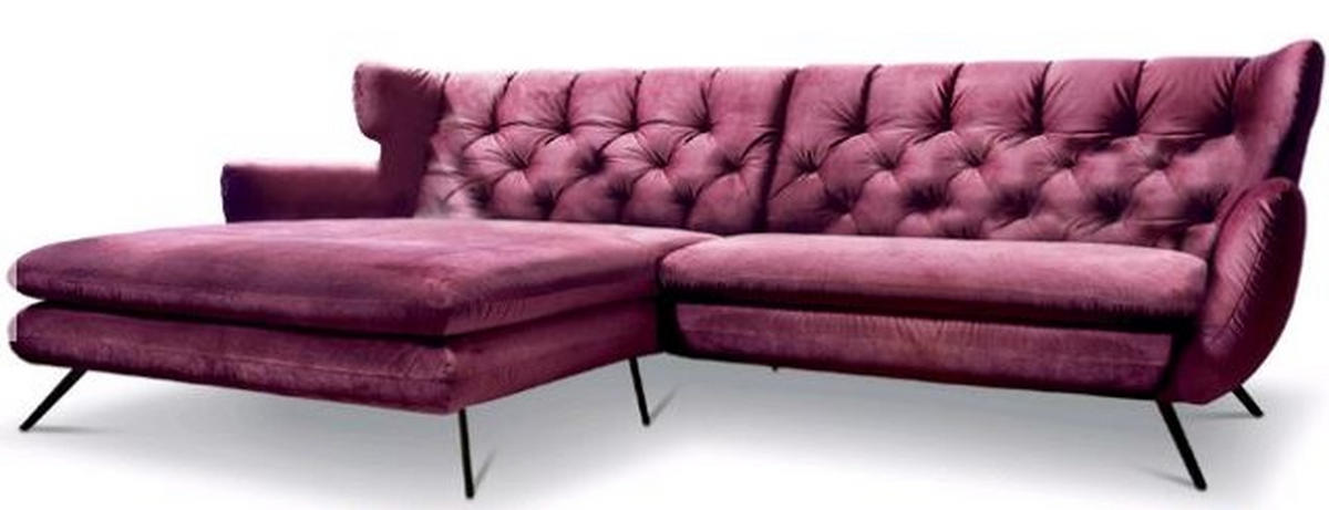 ECKSOFA Lila Velours  - Lila/Schwarz, Design, Textil/Metall (175/300cm) - Pure Home Lifestyle