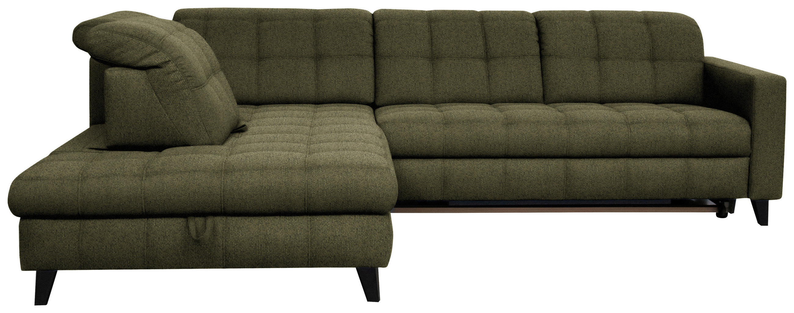 ECKSOFA  in Webstoff Olivgrün  216/297 cm  - Schwarz/Olivgrün, Design, Holz/Textil (216/297cm) - Xora