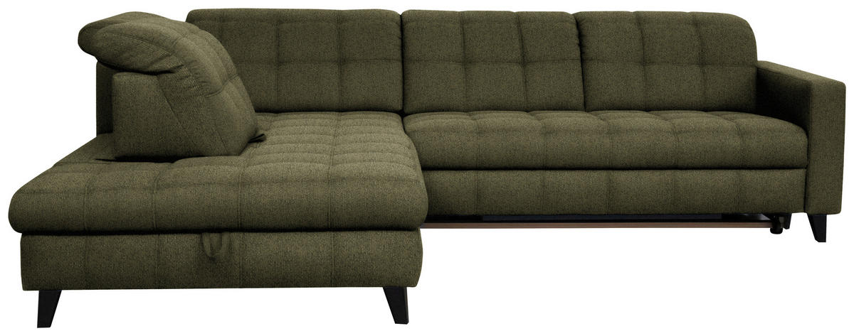 ECKSOFA  in Webstoff Olivgrün  216/297 cm  - Schwarz/Olivgrün, Design, Holz/Textil (216/297cm) - Xora