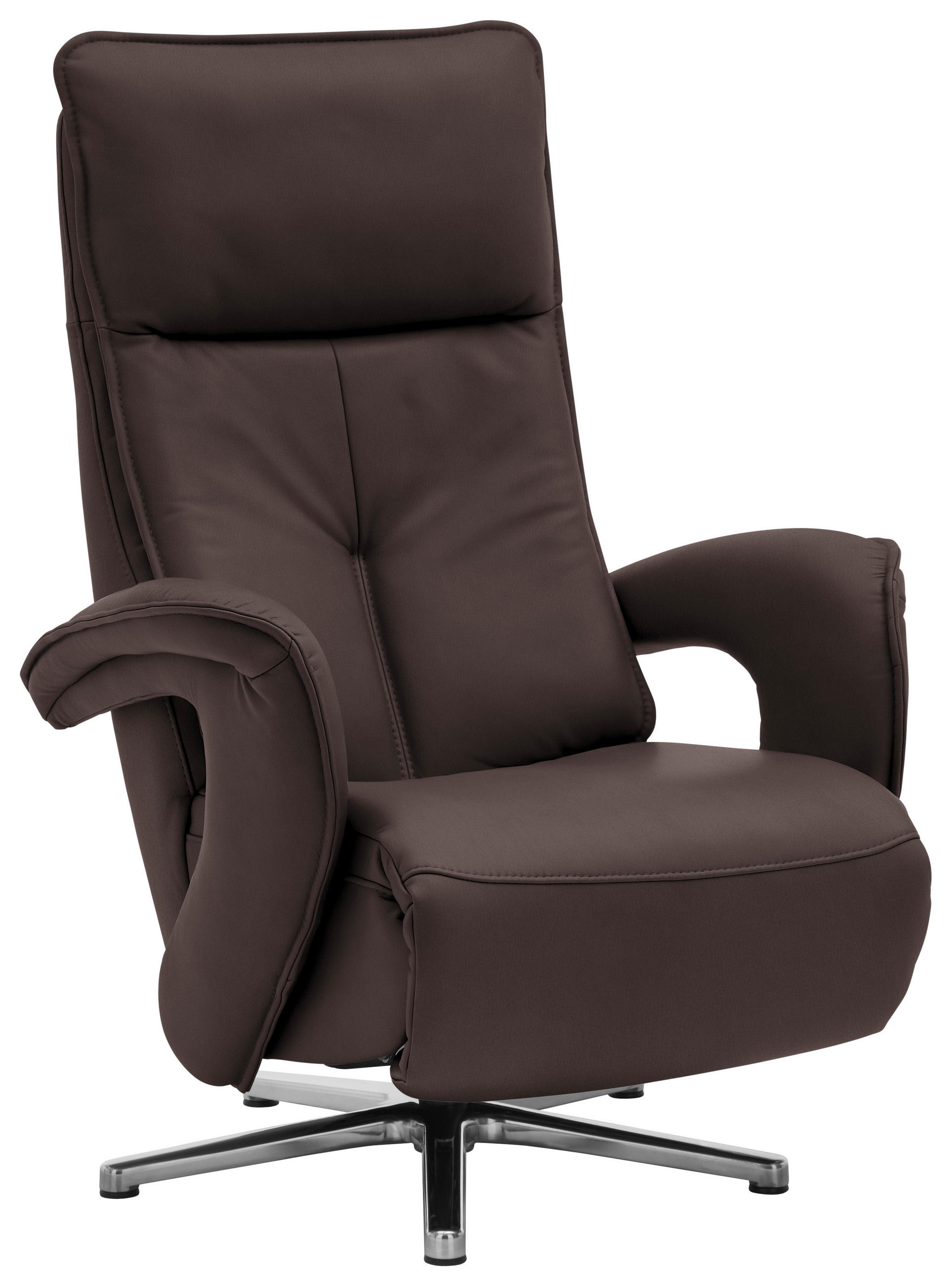RELAXSESSEL in Leder Braun  - Chromfarben/Braun, Design, Leder/Metall (77/110/87cm) - Valdera