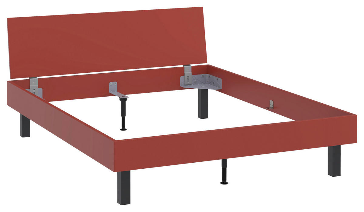 BETT 160/200 cm,  in Rot, Koralle  - Koralle/Rot, Design, Metall (160/200cm) - Xora