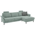 ECKSOFA  in Chenille, Flachgewebe Mintgrün  316/175 cm  - Schwarz/Mintgrün, Design, Textil/Metall (316/175cm) - Dieter Knoll