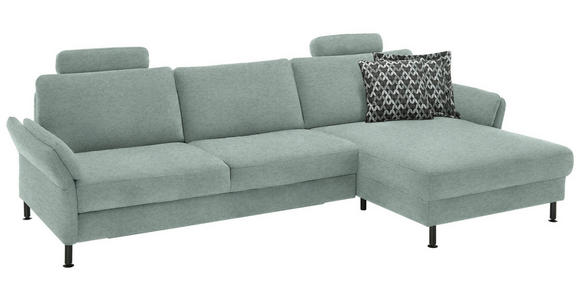 ECKSOFA  in Chenille, Flachgewebe Mintgrün  316/175 cm  - Schwarz/Mintgrün, Design, Textil/Metall (316/175cm) - Dieter Knoll