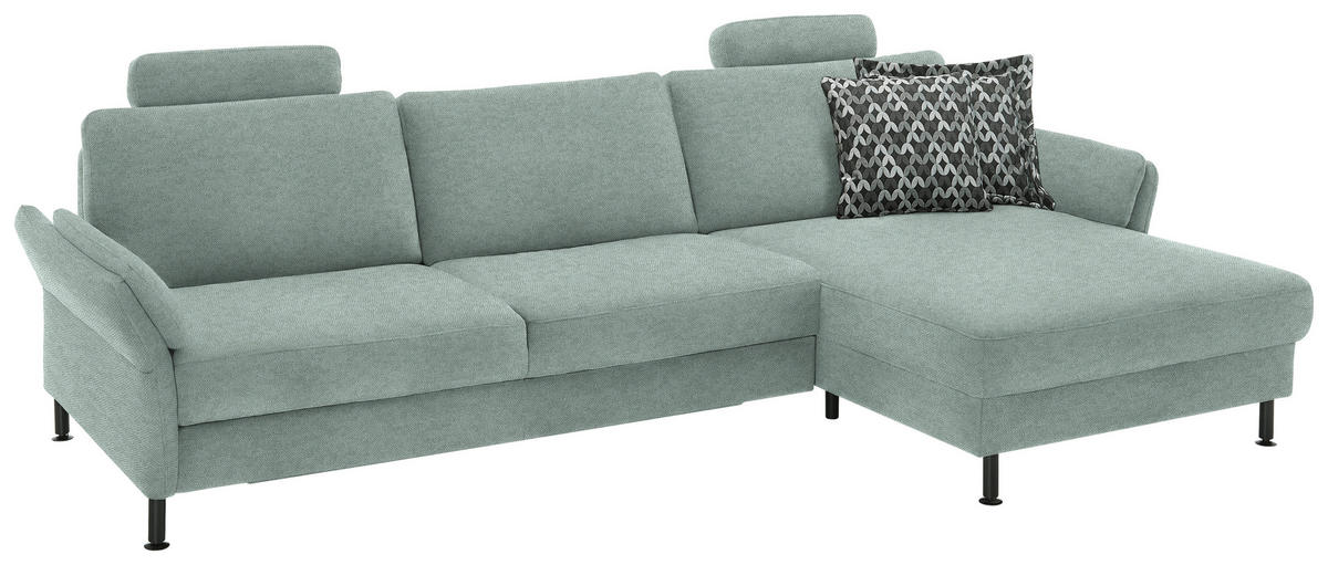 ECKSOFA Chenille, Flachgewebe Mintgrün  - Schwarz/Mintgrün, Design, Textil/Metall (316/175cm) - Dieter Knoll