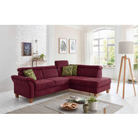 ECKSOFA 245/194 cm  in Mikrofaser Bordeaux Bettkasten, Kopfteilverstellung, Liegefläche im Originalstoff  245/194 cm  - Eichefarben/Bordeaux, KONVENTIONELL, Holz/Textil (245/194cm) - Sit & More