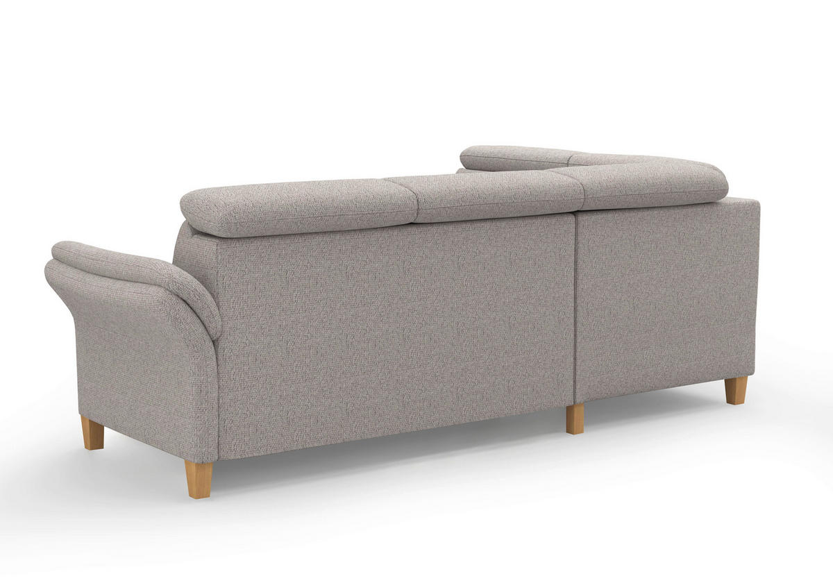 ECKSOFA GLENDALE E Silberfarben Chenille  - Eichefarben/Silberfarben, KONVENTIONELL, Holz/Textil (193/247cm) - Sit & More