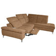 ECKSOFA Terracotta Webstoff  inkl. Rücken echt, Relaxfunktion  - Terracotta/Schwarz, KONVENTIONELL, Textil/Metall (288/225cm) - Carryhome