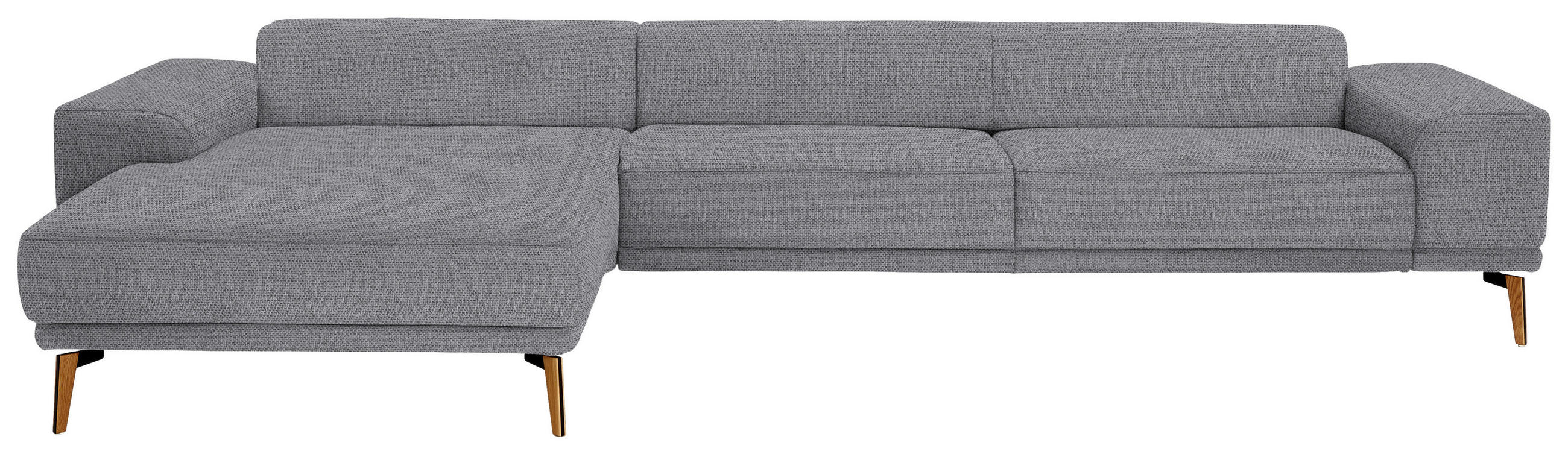 ECKSOFA in Flachgewebe Grau  - Wildeiche/Grau, Design, Holz/Textil (193/334cm) - Niels Andersson
