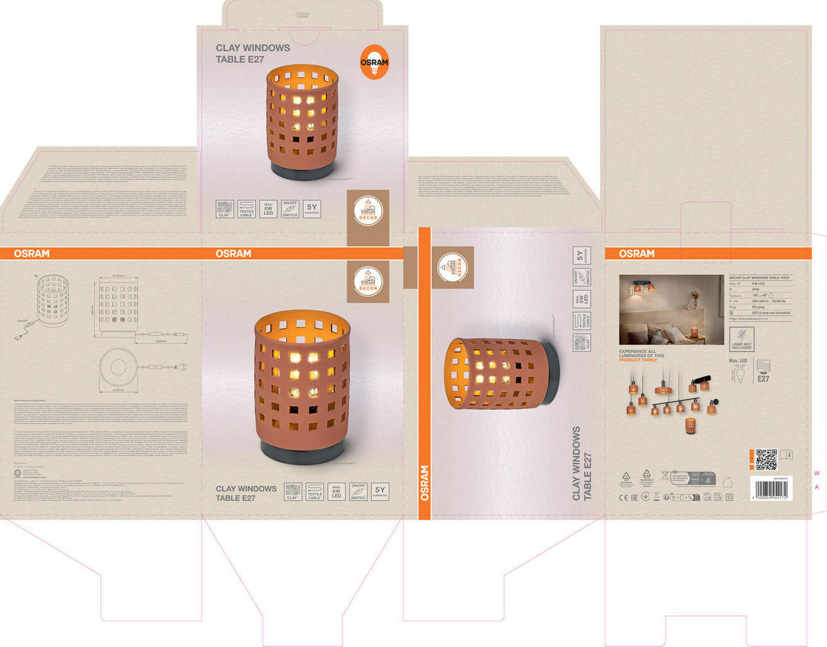 TISCHLEUCHTE 14.5/20.3 cm   - Braun, Basics, Stein/Metall (14.5/20.3cm) - Osram