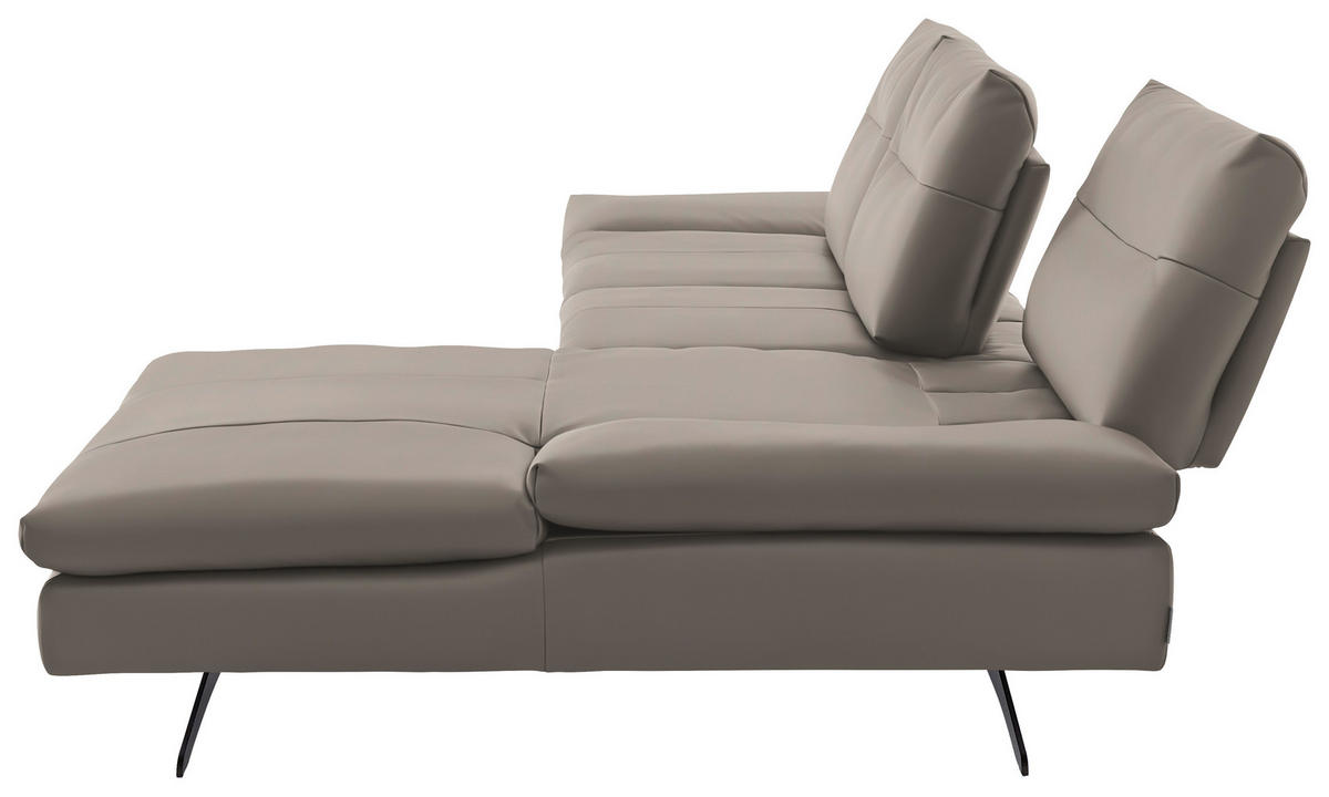 ECKSOFA in Echtleder Taupe  342/158 cm  - Taupe/Schwarz, MODERN, Leder/Metall (342/158cm) - Chilliano