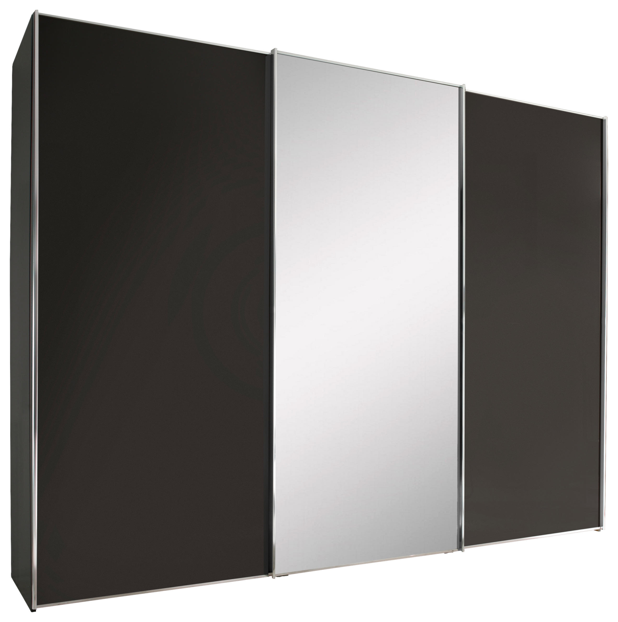 SCHWEBETÜRENSCHRANK 298/240/68 cm 3-türig Anthrazit  - Anthrazit/Alufarben, KONVENTIONELL, Glas/Holzwerkstoff (298/240/68cm) - Moderano