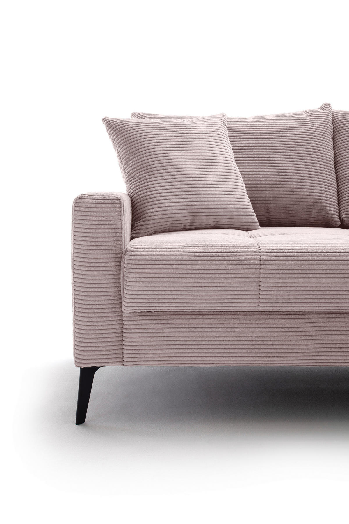 ECKSOFA Rosa Cord  - Schwarz/Rosa, KONVENTIONELL, Textil/Metall (280/173cm) - Hom`in