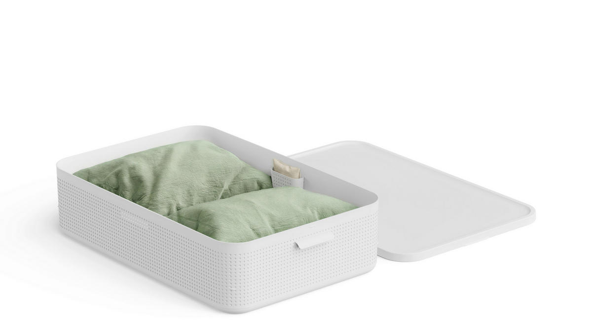 BOX MIT DECKEL     - Weiß, Basics, Kunststoff (47,5/18/73,5cm)