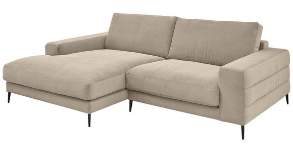 ECKSOFA in Feincord Sandfarben  - Sandfarben/Schwarz, Design, Textil/Metall (177/253cm) - Dieter Knoll