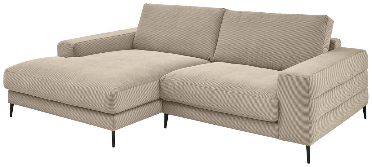 ECKSOFA in Feincord Sandfarben  - Sandfarben/Schwarz, Design, Textil/Metall (177/253cm) - Dieter Knoll