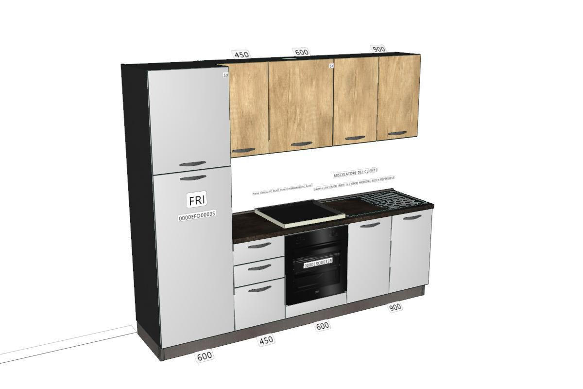 BLOK KUHINJA SA APARATIMA   - boja aluminijuma, Osnovno, pločasti materijal/plastika (255/204/60cm) - Xora