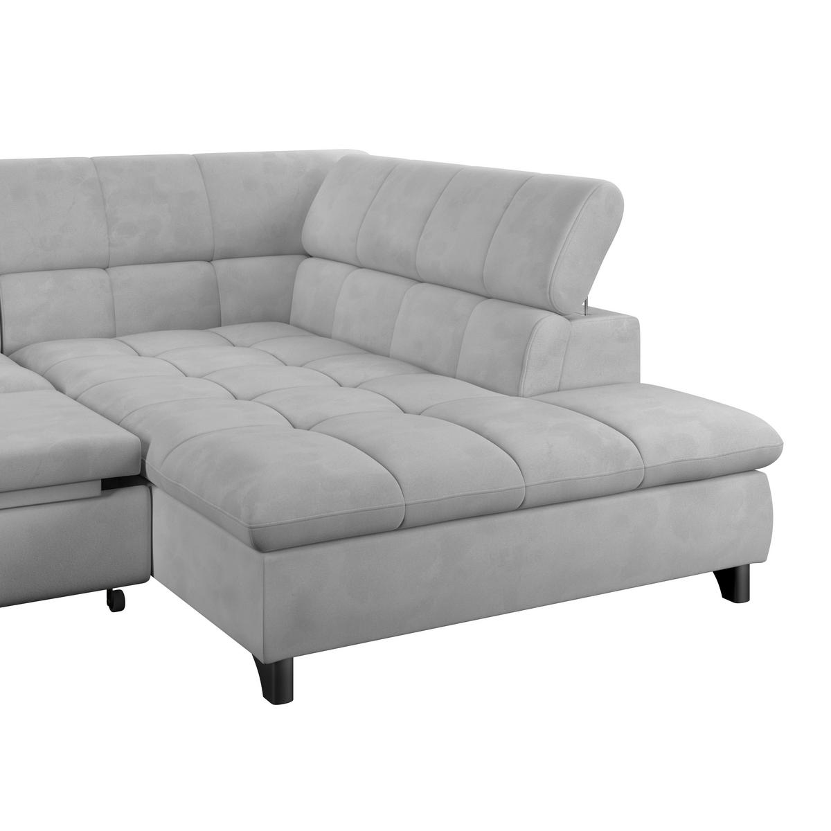 ECKSOFA Hellgrau Chenille  - Chromfarben/Hellgrau, KONVENTIONELL, Textil/Metall (312/234cm) - Livetastic