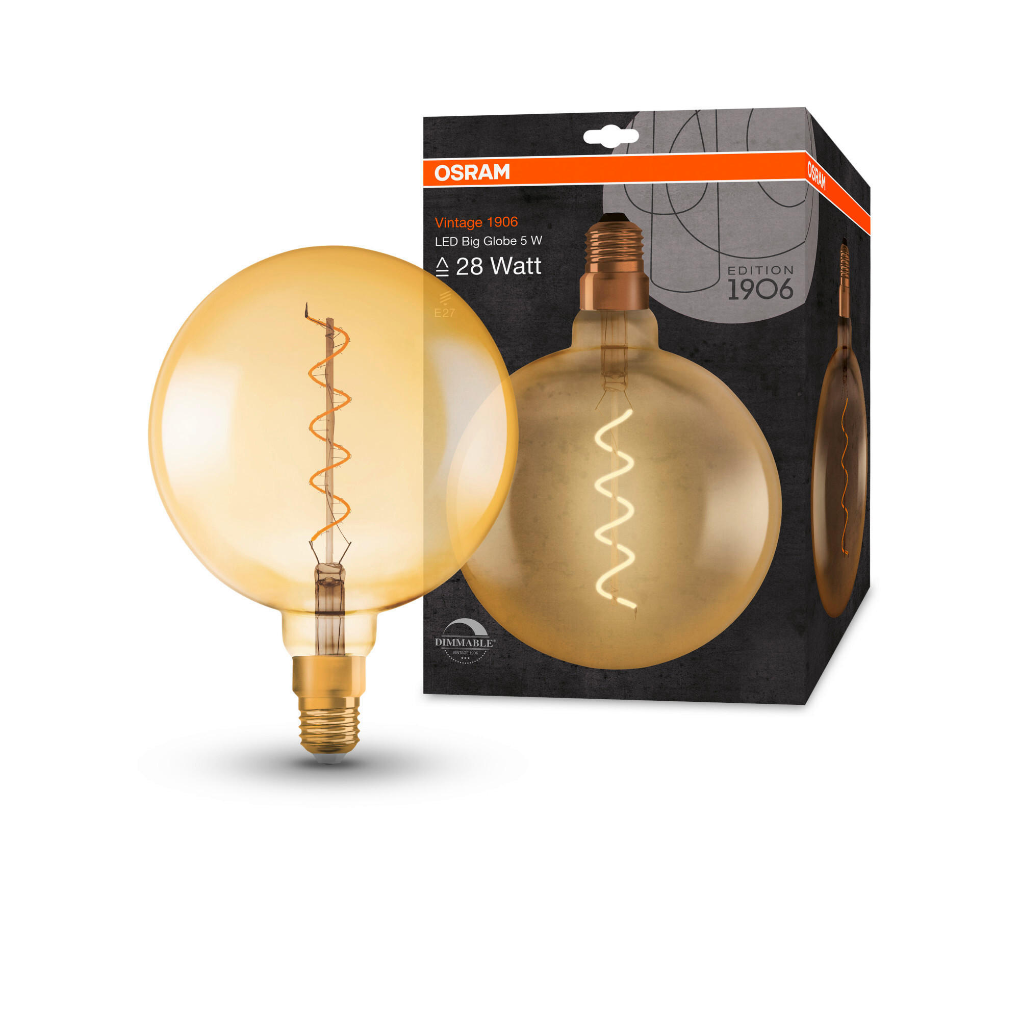 LED-LEUCHTMITTEL   E27 4 W 300 lm  - Goldfarben, Basics, Glas (20/28,7cm) - Osram