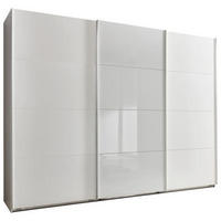 GARDEROB MED SKJUTDÖRRAR 270/210/65 cm 3-dörrar - vit/vit högglans, Basics, metall/trämaterial (270/210/65cm) - Livetastic