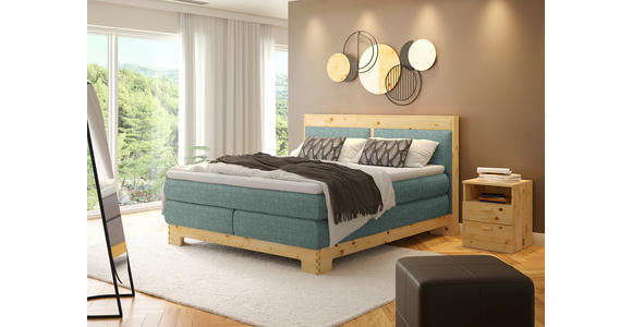 BOXSPRINGBETT 180/200 cm  in Mintgrün  - Mintgrün, Natur, Holz/Textil (180/200cm) - Linea Natura