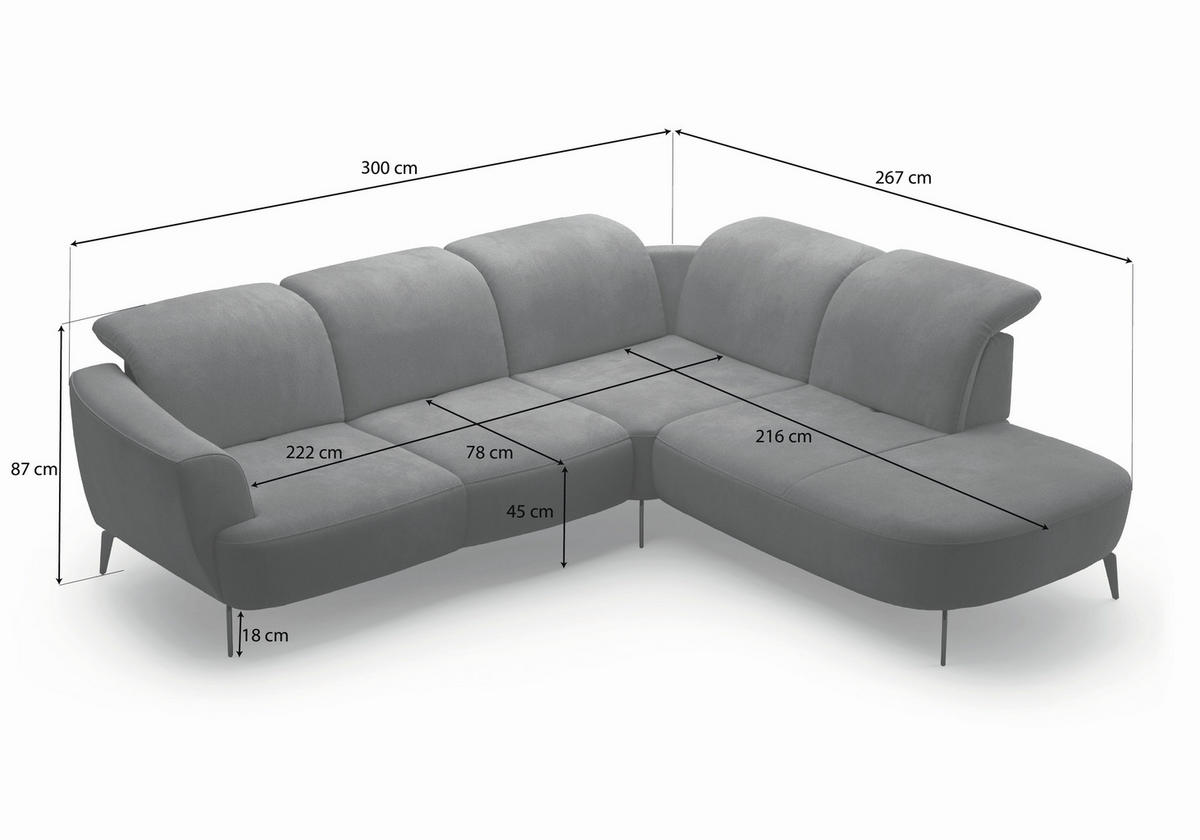 ECKSOFA in Flachgewebe Creme  300/267 cm  - Creme/Schwarz, KONVENTIONELL, Textil/Metall (300/267cm) - Sit & More