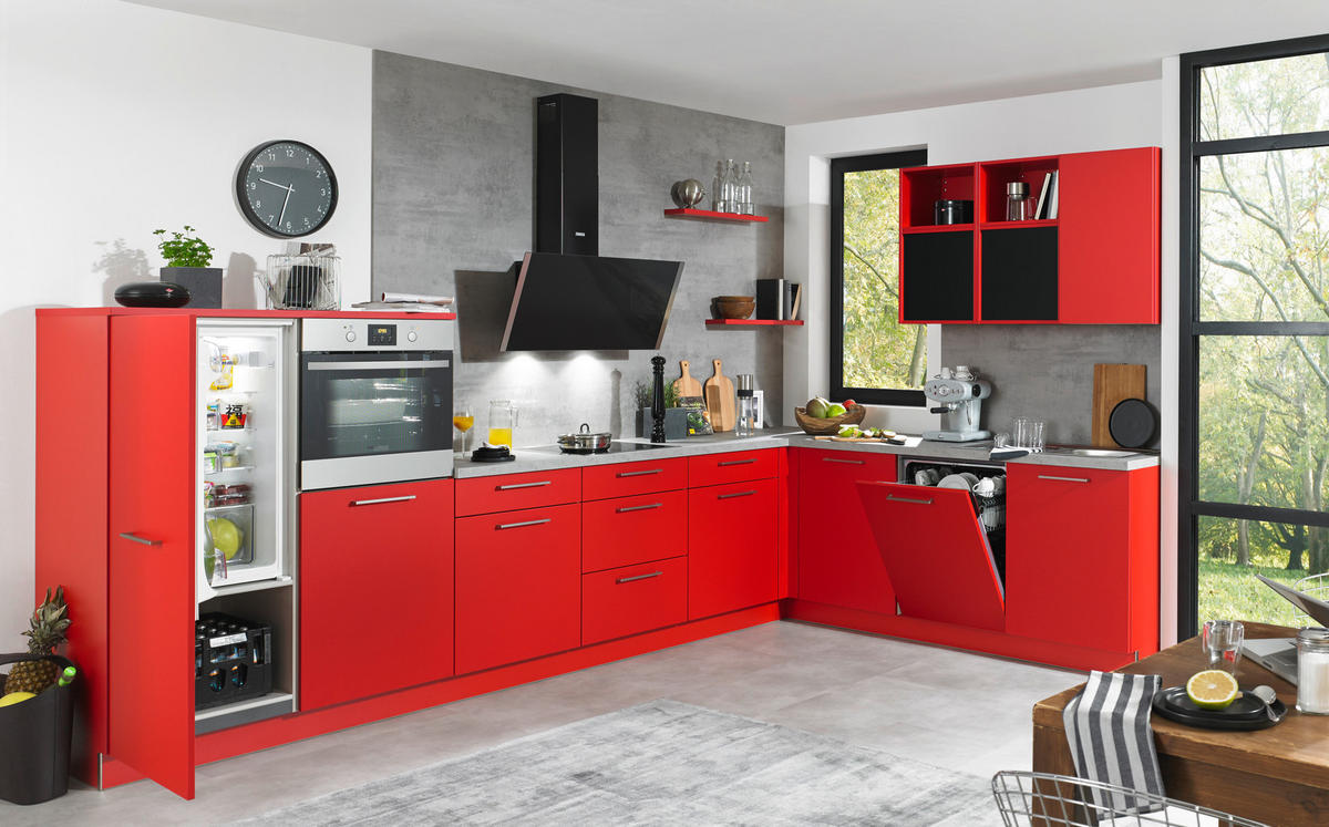 EINBAUKÜCHE   - Rot, Basics, Holzwerkstoff - Dieter Knoll