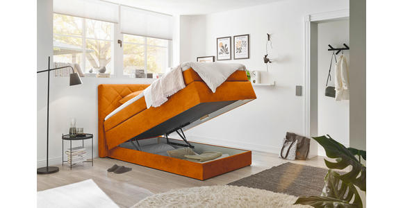 BOXSPRINGBETT 140/200 cm  in Cognac  - Cognac/Schwarz, KONVENTIONELL, Kunststoff/Textil (140/200cm) - Xora