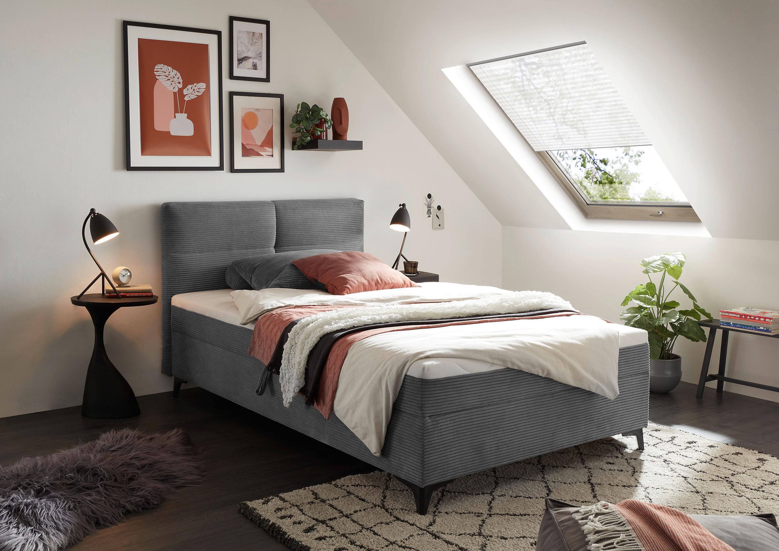 BOXBETT 120/200 cm  in Grau  - Schwarz/Grau, MODERN, Holzwerkstoff/Kunststoff (120/200cm) - MID.YOU