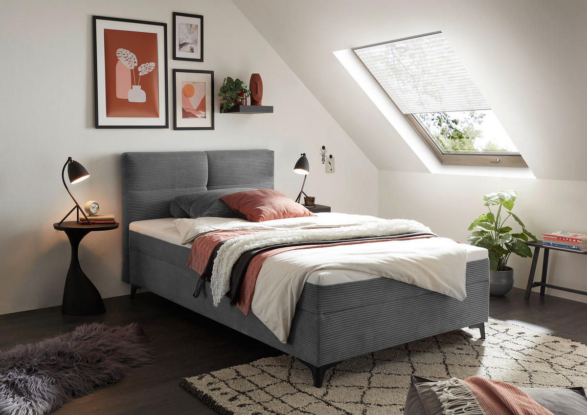 BOXBETT 120/200 cm  in Grau  - Schwarz/Grau, Modern, Holzwerkstoff/Kunststoff (120/200cm) - MID.YOU