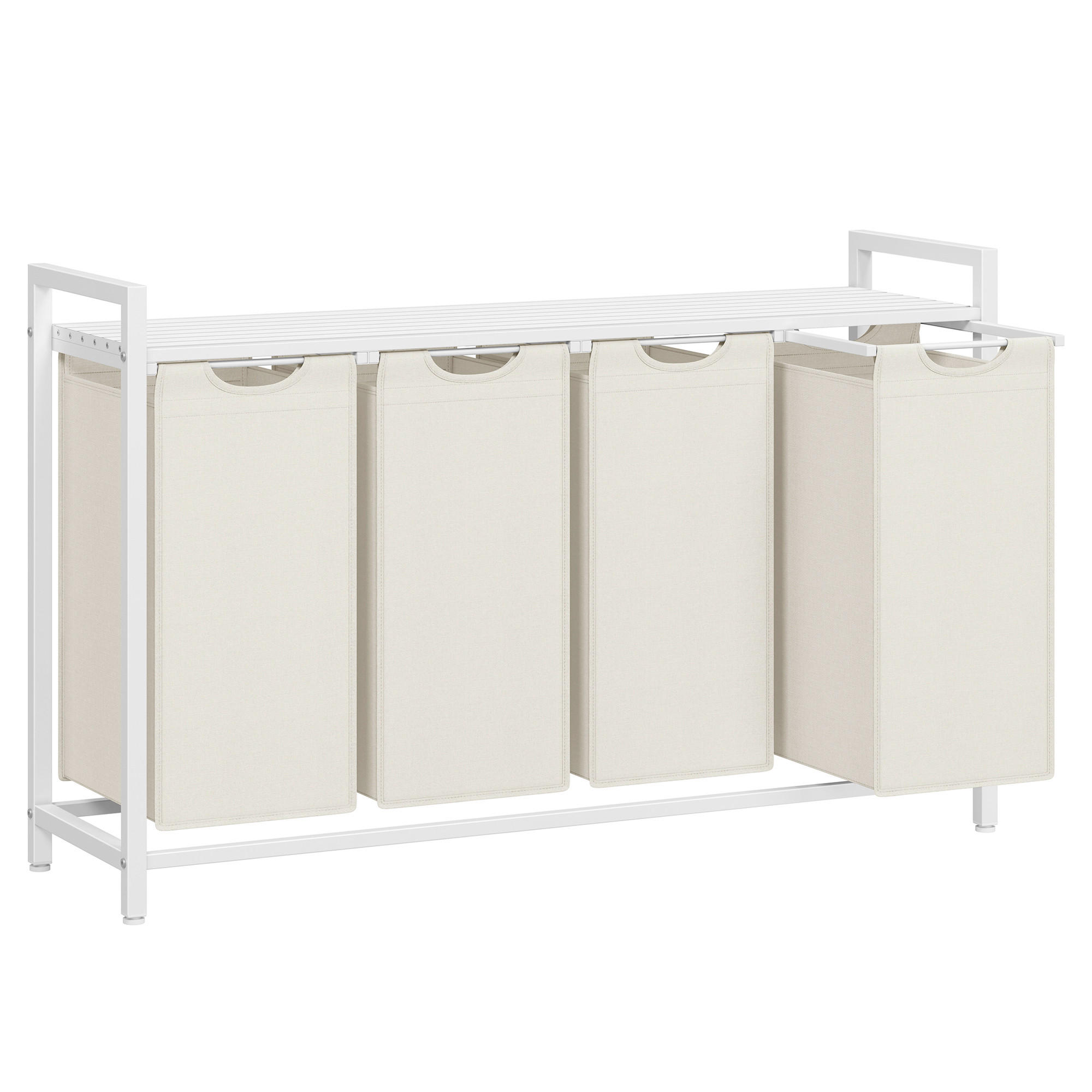 Mid.you Wäschekorb Weiß, Beige 116x72x33 cm