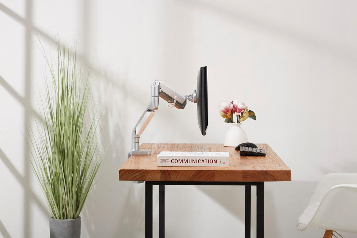 MONITOR-HALTERUNG Metall, Kunststoff Grau, Weiß  - Weiß/Grau, Design, Kunststoff/Metall (56/69,5/11,7cm) - Boxxx