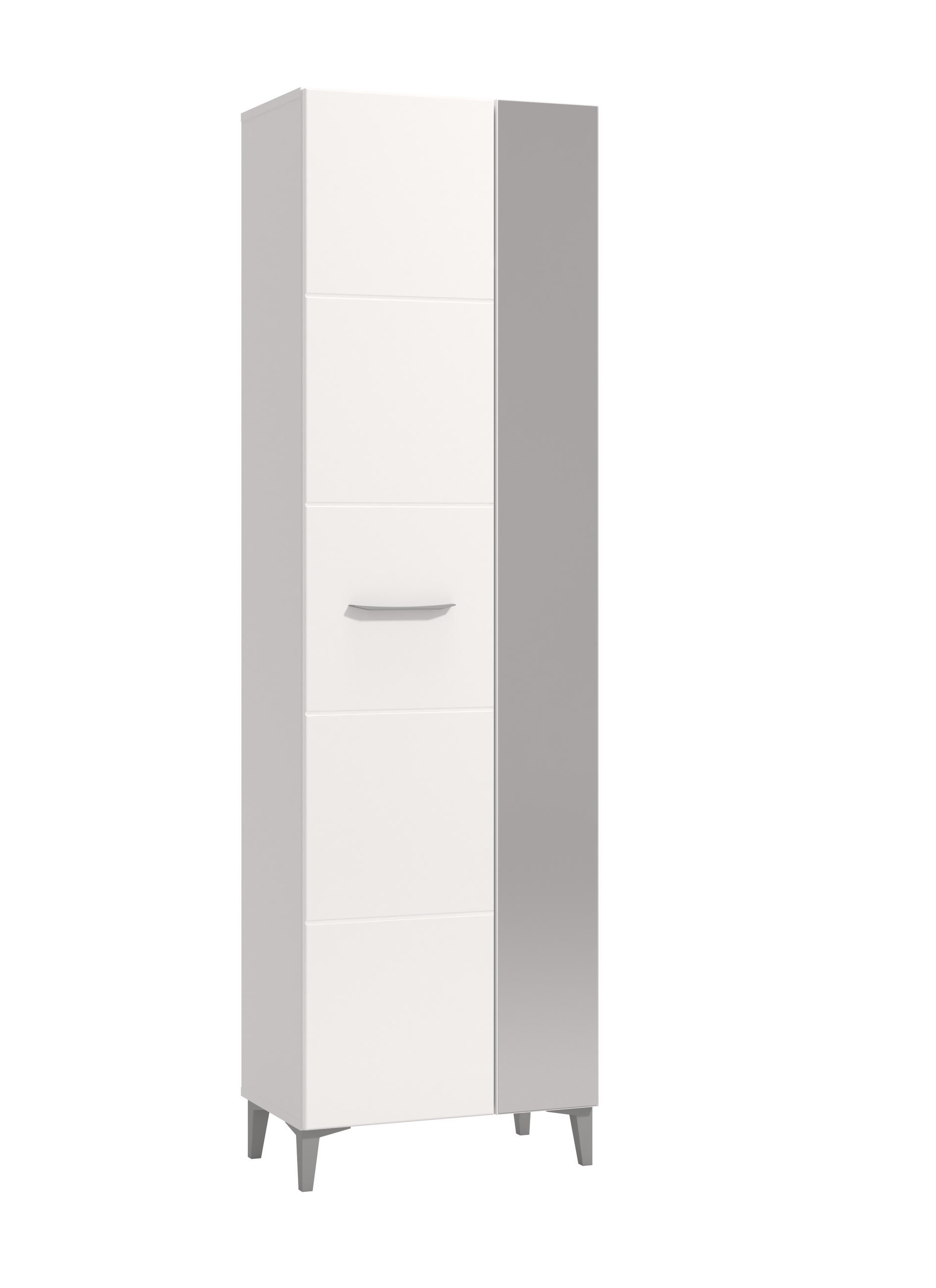 ELŐSZOBASZEKRÉNY 58/195/35 cm  - magasfényű fehér/fehér, Basics, faalapú anyag/Üveg (58/195/35cm) - Xora