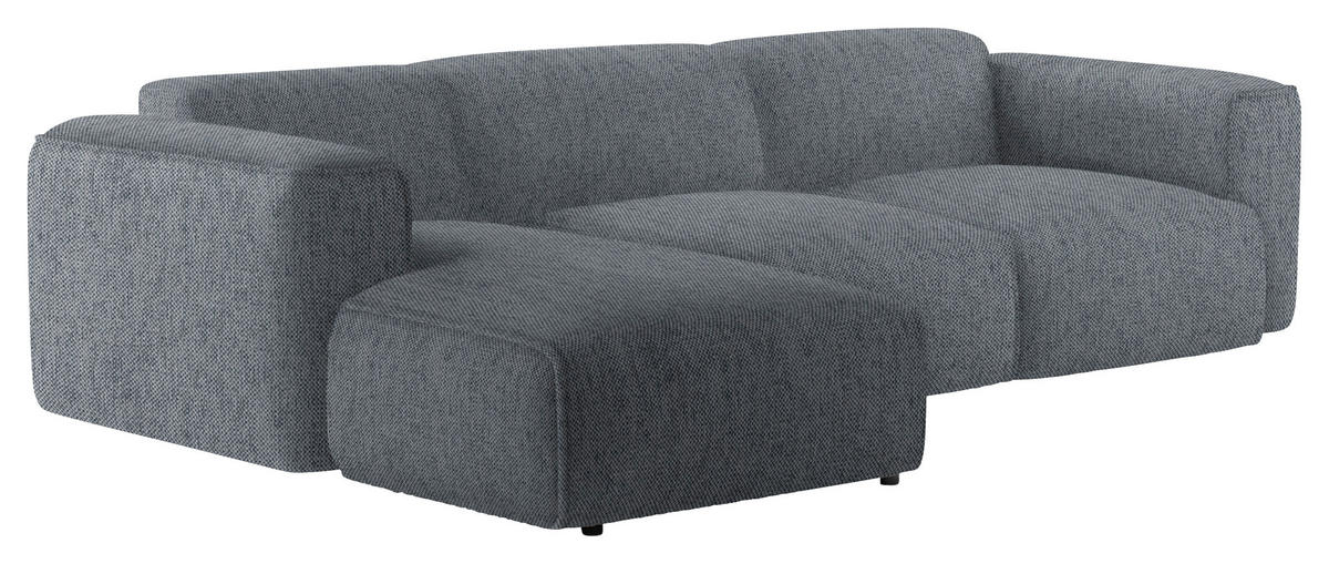 ECKSOFA Dunkelgrau Webstoff Rücken echt  - Dunkelgrau/Schwarz, Design, Kunststoff/Textil (171/290cm) - home24