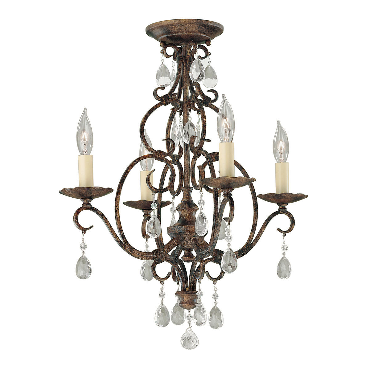 KRONLEUCHTER 42.2/51.2 cm    - Bronzefarben, Konventionell, Glas/Metall (42.2/51.2cm) - Elstead Lighting