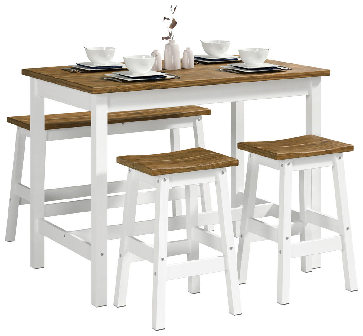 BAR SET in  - Naturfarben/Weiß, Natur, Holz - Livetastic