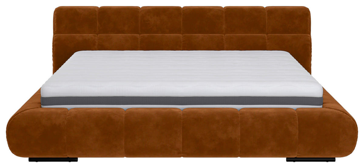 POLSTERBETT 180/200 cm,  in Braun,  - Schwarz/Braun, Design, Textil/Metall (180/200cm) - Belluti