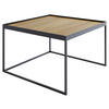 COUCHTISCH Eiche massiv 50/50/39 cm quadratisch Eichefarben, Schwarz  - Eichefarben/Schwarz, Design, Holz/Metall (50/50/39cm) - Novel