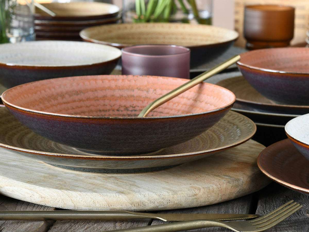 TAFELSERVICE Braun, Terracotta Neapel Terra 12-teilig  - Terracotta/Braun, Basics, Keramik - Creatable
