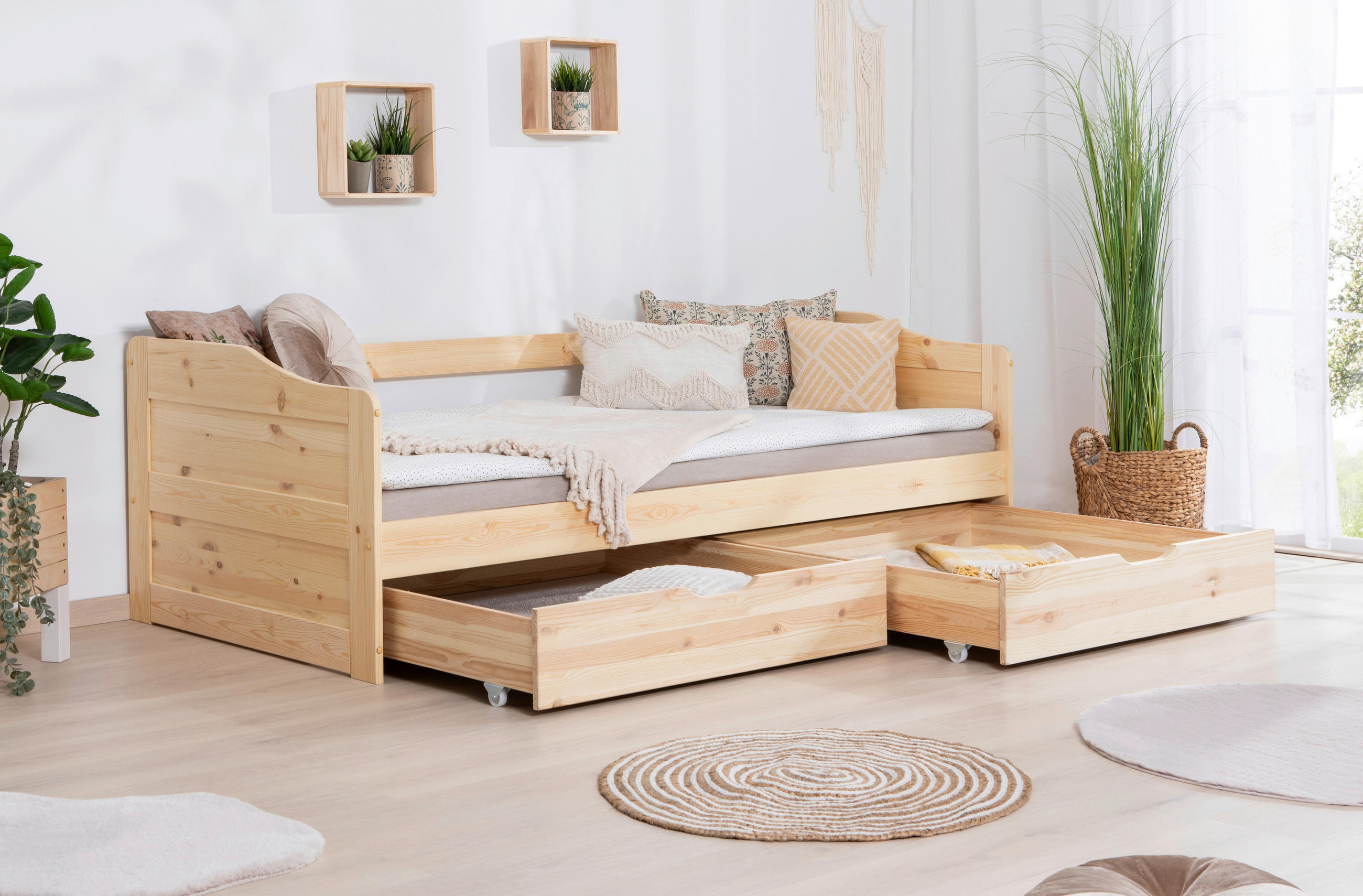 STAURAUMBETT 90/200 cm  in Naturfarben  - Naturfarben, MODERN, Holz (90/200cm) - MID.YOU