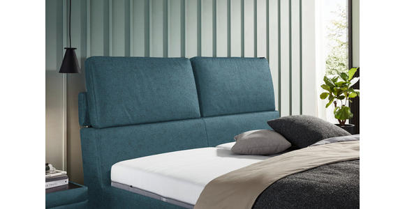 POLSTERBETT Matratze, Lattenrost Blau 160/200 cm  - Hellbraun/Blau, Design, Holz/Textil (160/200cm) - Johann Jakob