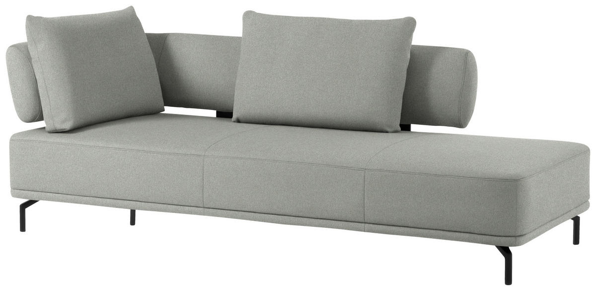 RÉCAMIERE in Flachgewebe Weiss, Hellgrau  - Weiss/Hellgrau, Design, Textil/Metall (227/89/101cm) - Dieter Knoll