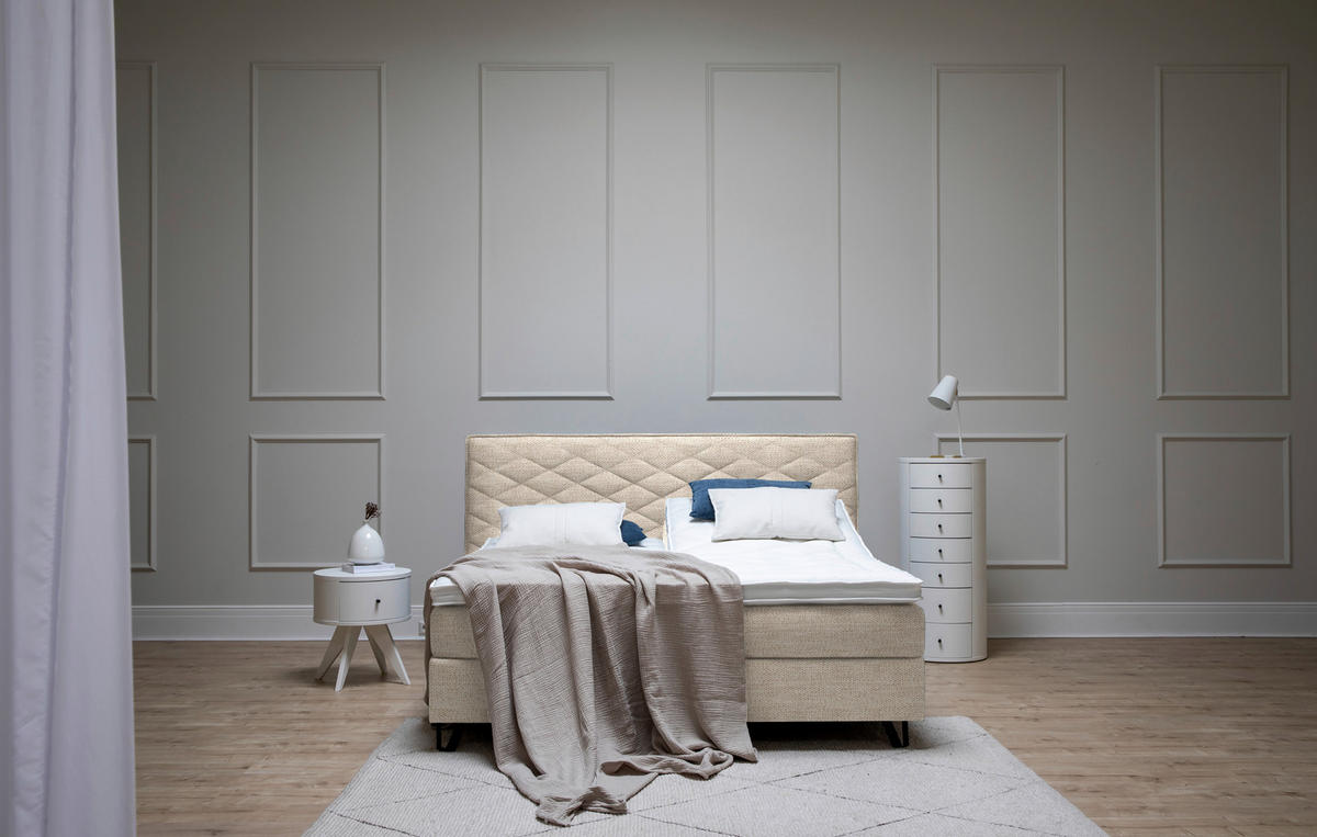 BOXSPRINGBETT 160/200 cm  in Beige  - Beige/Schwarz, Konventionell, Holz/Textil (160/200cm) - Sjöholm