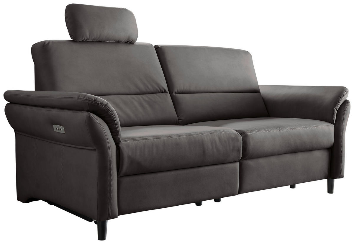 3-SITZER-SOFA in Lederlook Anthrazit  - Anthrazit/Schwarz, MODERN, Holz/Textil (192/90/89cm) - Livetastic