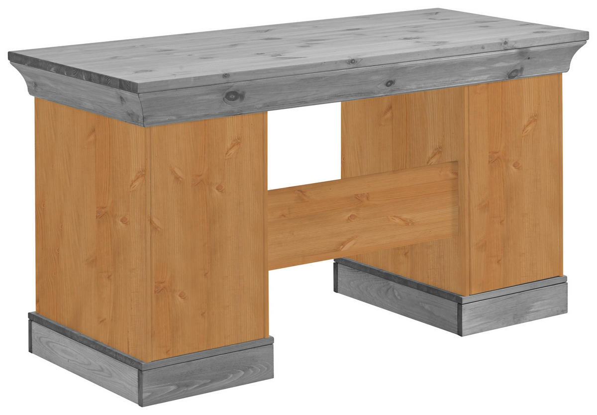 SCHREIBTISCH 143/65/77 cm  in Grau, Laugenfarbig  - Laugenfarbig/Grau, ROMANTIK / LANDHAUS, Holz/Metall (143/65/77cm) - Boxxx