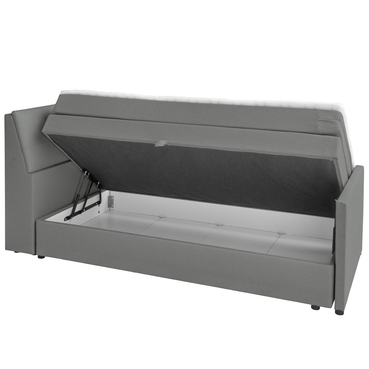 BOXSPRING-ÁGY 100/200 cm  szürke  - fekete/szürke, Modern, textil/fa (100/200cm) - MID.YOU