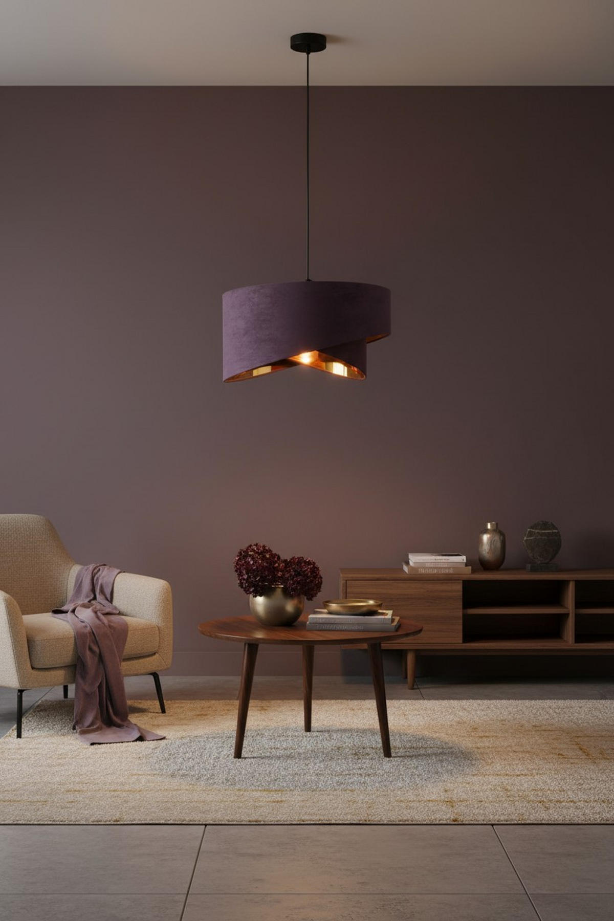 HÄNGELEUCHTE 45/130 cm   - Braun, Trend, Textil/Metall (45/130cm) - Novel