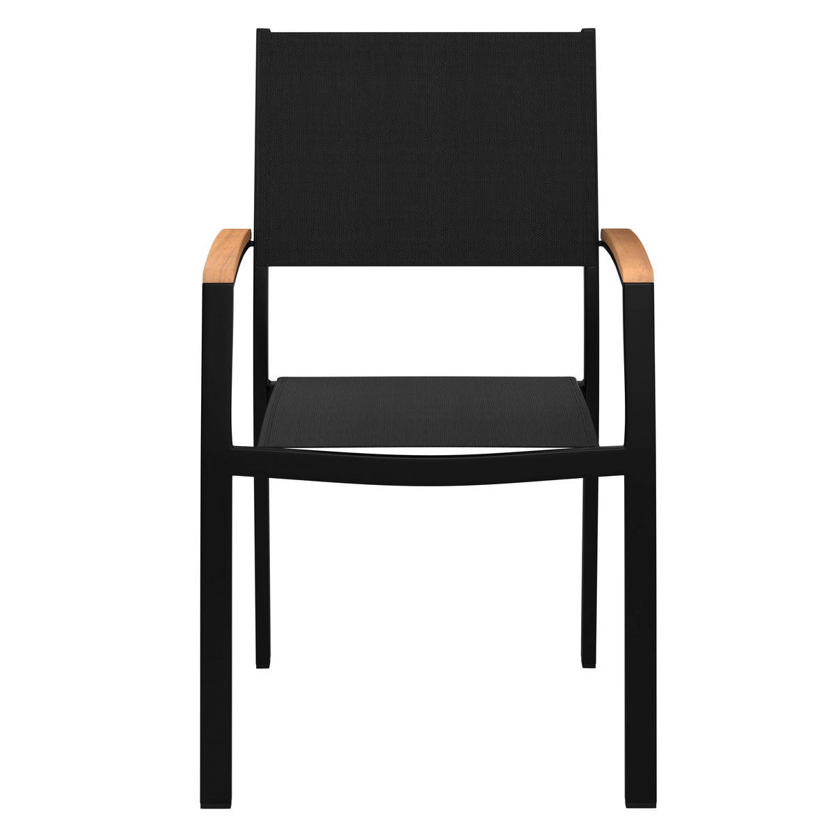 STAPELSESSEL in Holz, Metall, Textil Schwarz, Teakfarben  - Schwarz/Teakfarben, Konventionell, Holz/Textil (60/88,5/58cm) - Ambia Garden