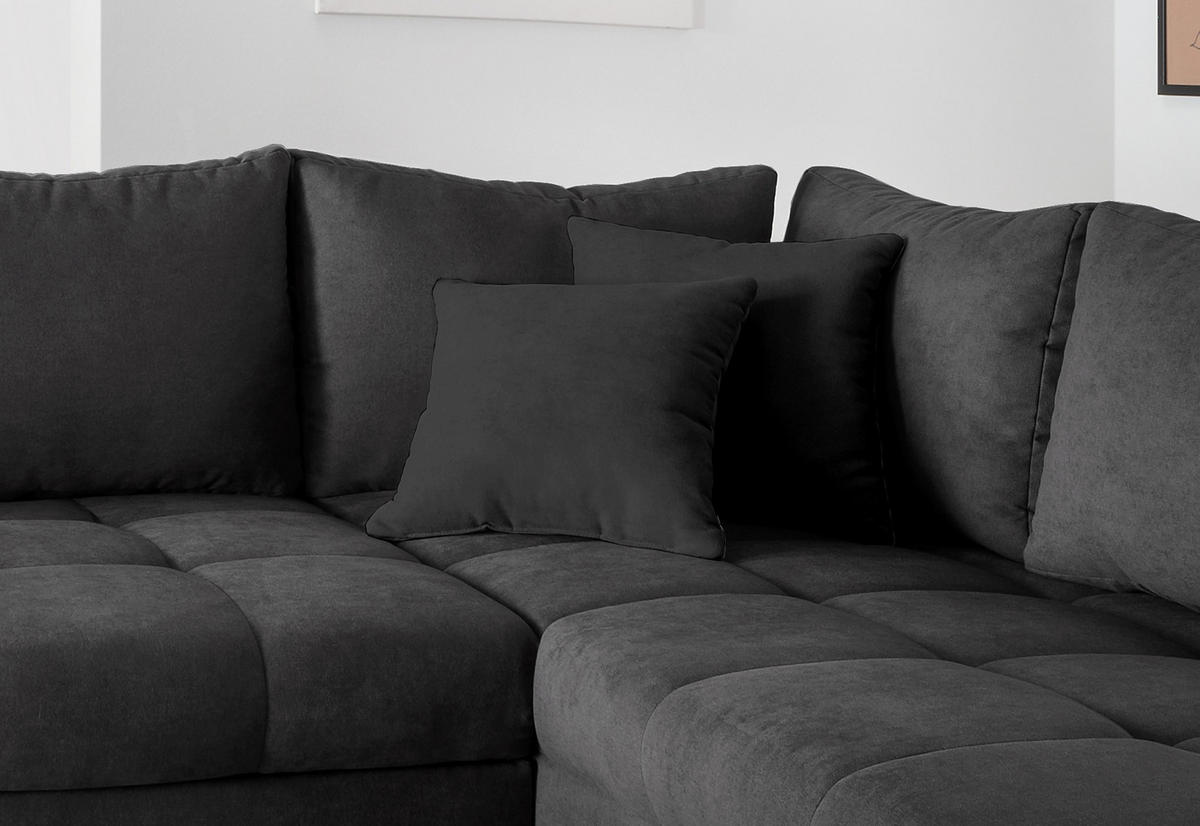 ECKSCHLAFSOFA Schwarz Mikrofaser  - Silberfarben/Schwarz, Design, Holz/Textil (298/202cm) - MID.YOU