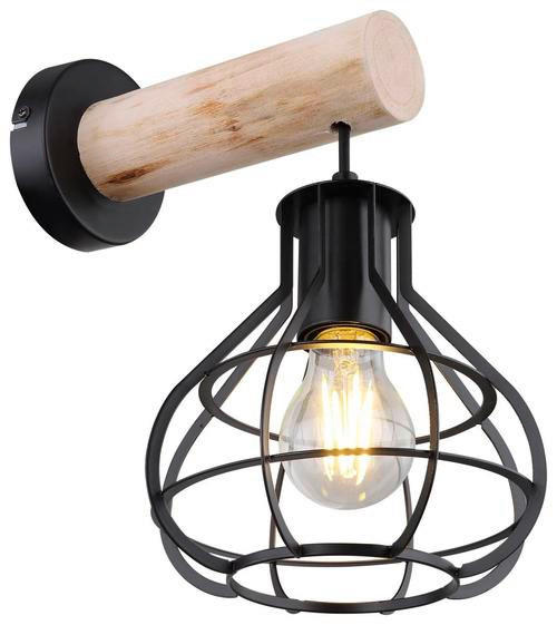 VÄGGLAMPA Clastra 18/26/36 cm   - svart/naturfärgad, Natur, metall/trä (18/26/36cm) - Globo