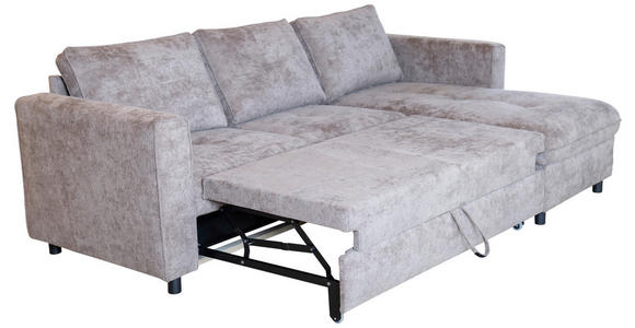 ECKSOFA Braun Flachgewebe - Schwarz/Braun, KONVENTIONELL, Textil/Metall (252/162cm) - Carryhome